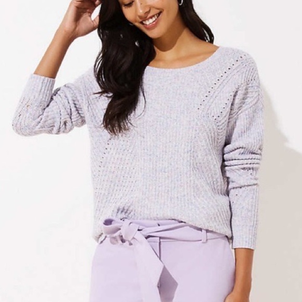 LOFT Petite Geo Pointelle Sweater NWT